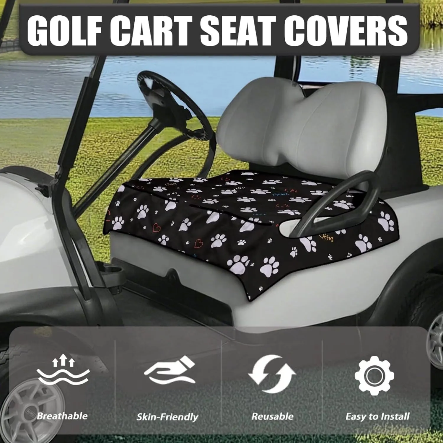 AFPANQZ Golf Cart Seat Cover with Pockets Cozy Universal Golf Cart Towels Fits Front and Back Seat of Club Cars