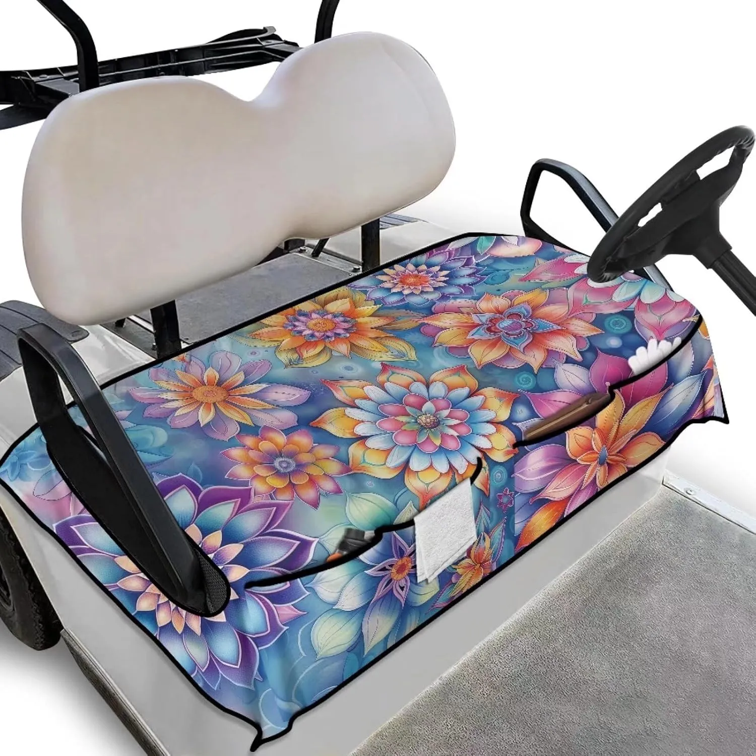AFPANQZ Golf Cart Seat Cover with Pockets Easy to Install Universal Cushion Cover for Club Car with Armrests