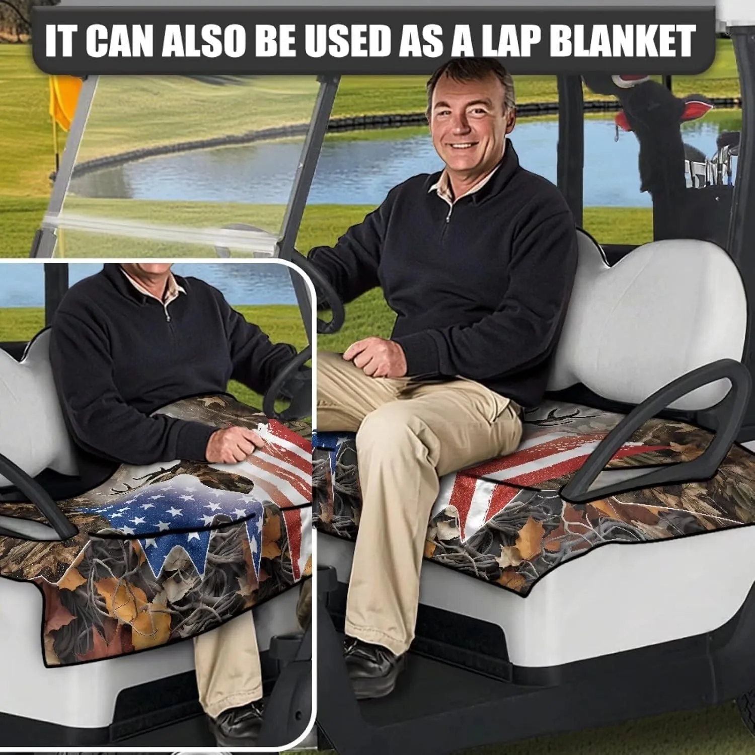AFPANQZ Golf Cart Seat Cover with Pockets Golf Cart Seat Protecter Easy to Install Stay Cool Golf Cart Protect Cover
