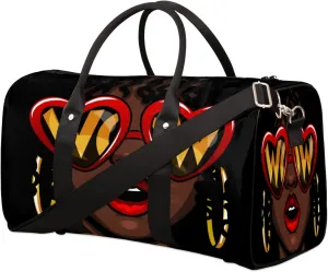 African American Woman Travel Duffel Bag Foldable Sport Gym Bag Large Travel Bag For Men Women Yoga Overnight Weekend Holiday