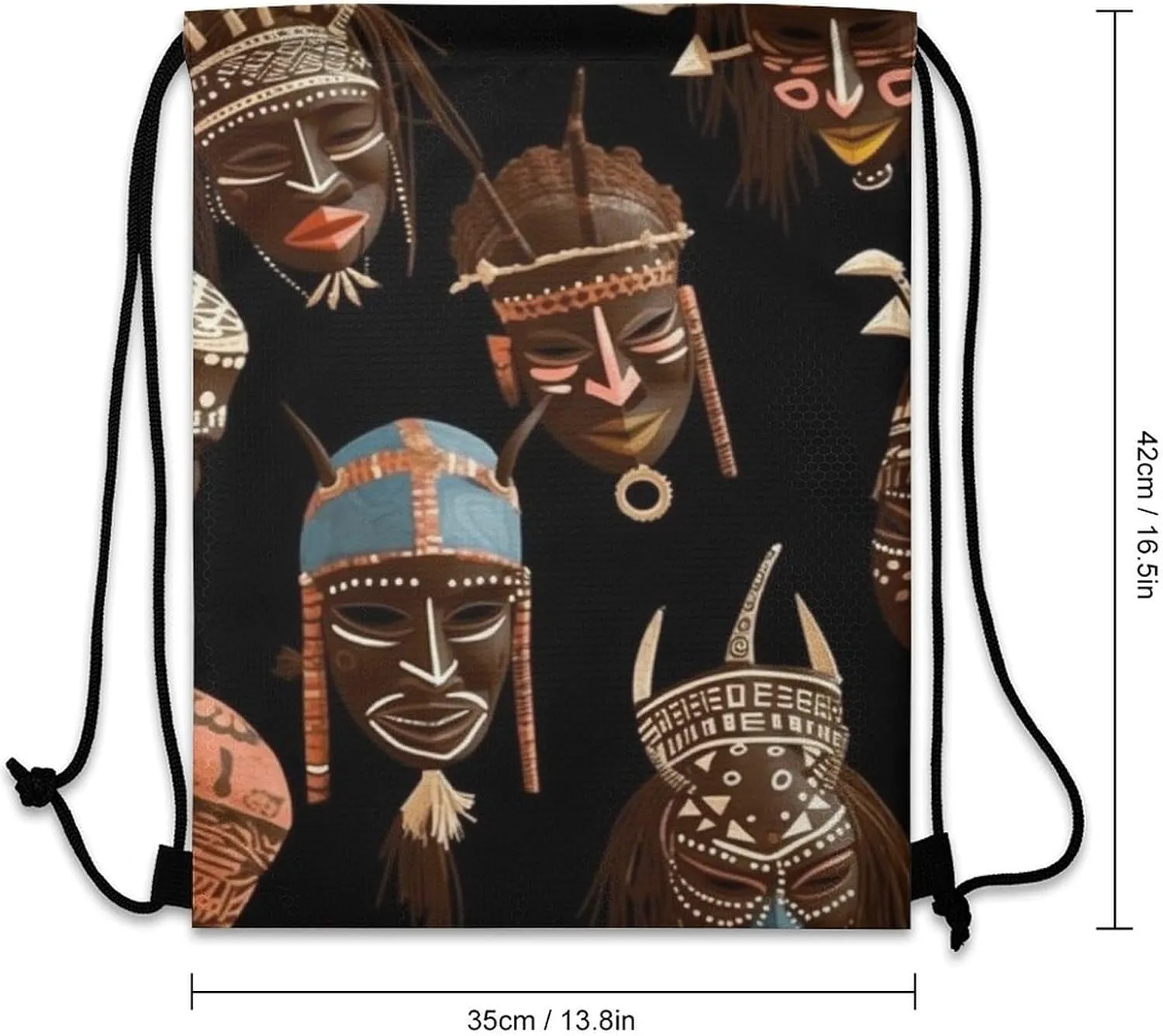 African Ritual Ethnic Tribal Drawstring Backpack Travel Sports Drawstring Bags Portable Storage Gym Bag for Men Women