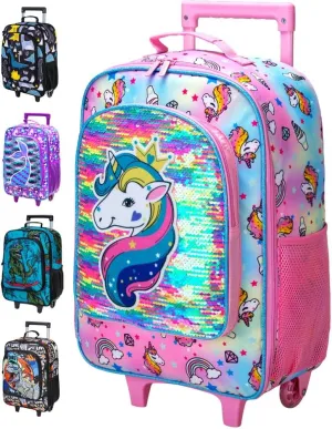 AGSDON Kids Luggage for Boys Girls, Cute Rolling Wheels Suitcase for Children Toddler