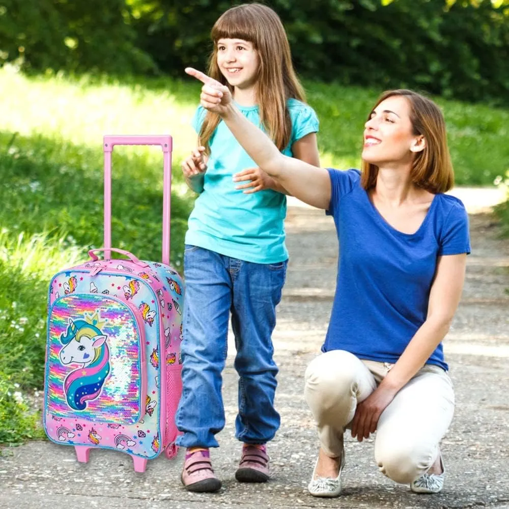 AGSDON Kids Luggage for Boys Girls, Cute Rolling Wheels Suitcase for Children Toddler