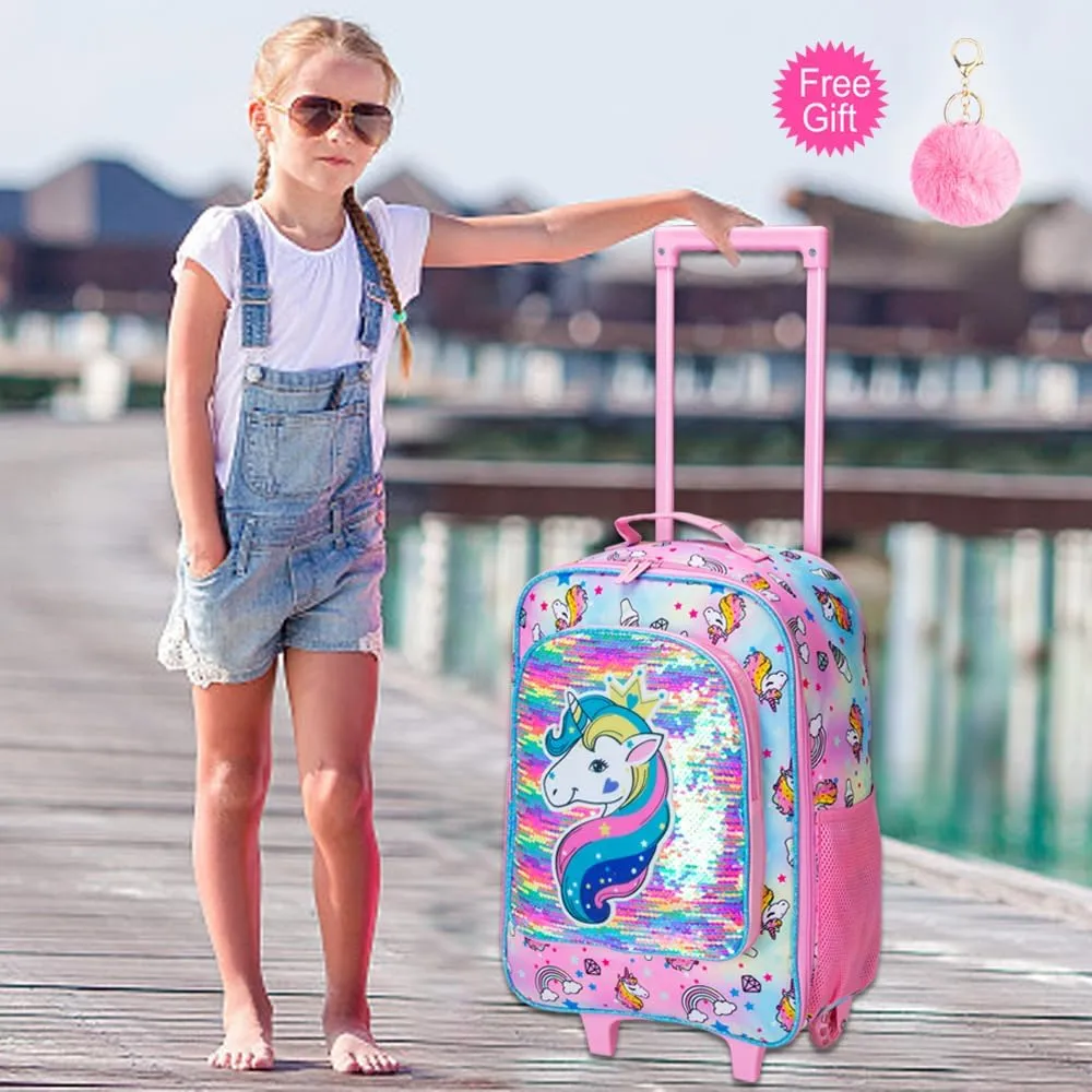AGSDON Kids Luggage for Boys Girls, Cute Rolling Wheels Suitcase for Children Toddler