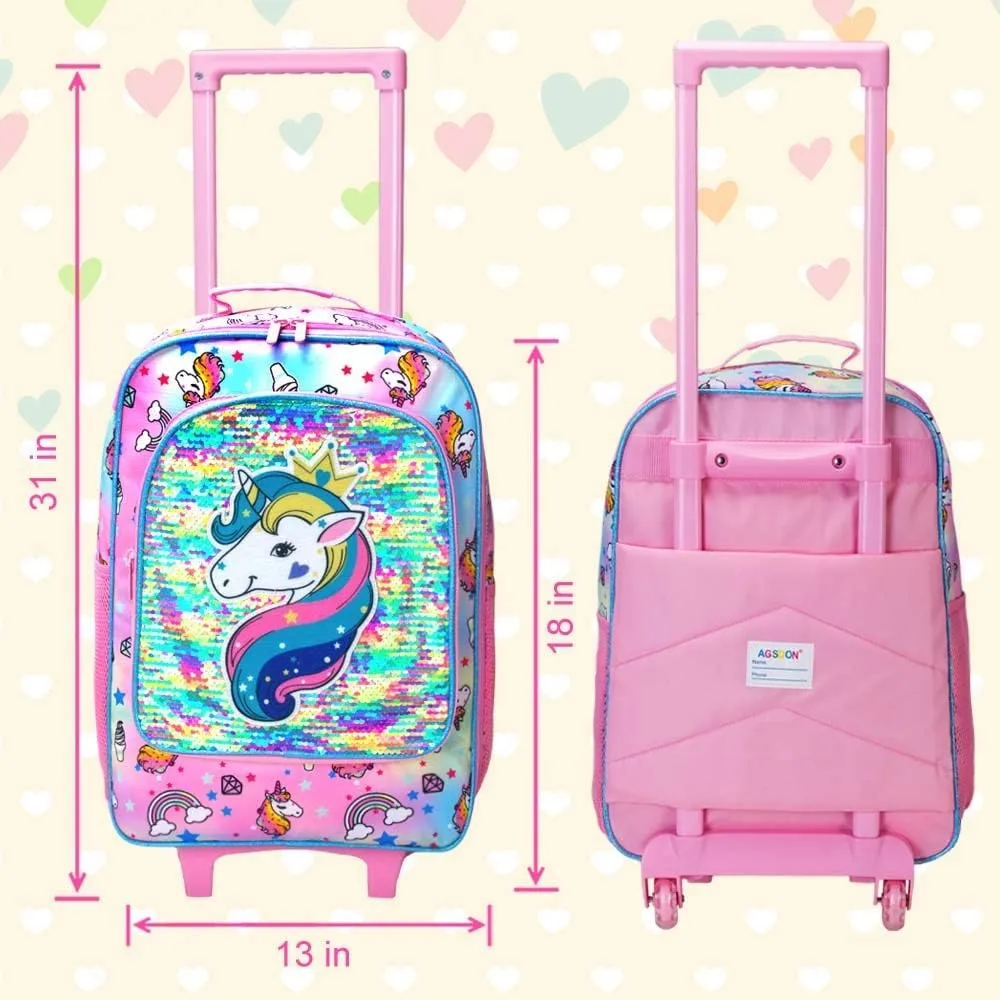 AGSDON Kids Luggage for Boys Girls, Cute Rolling Wheels Suitcase for Children Toddler