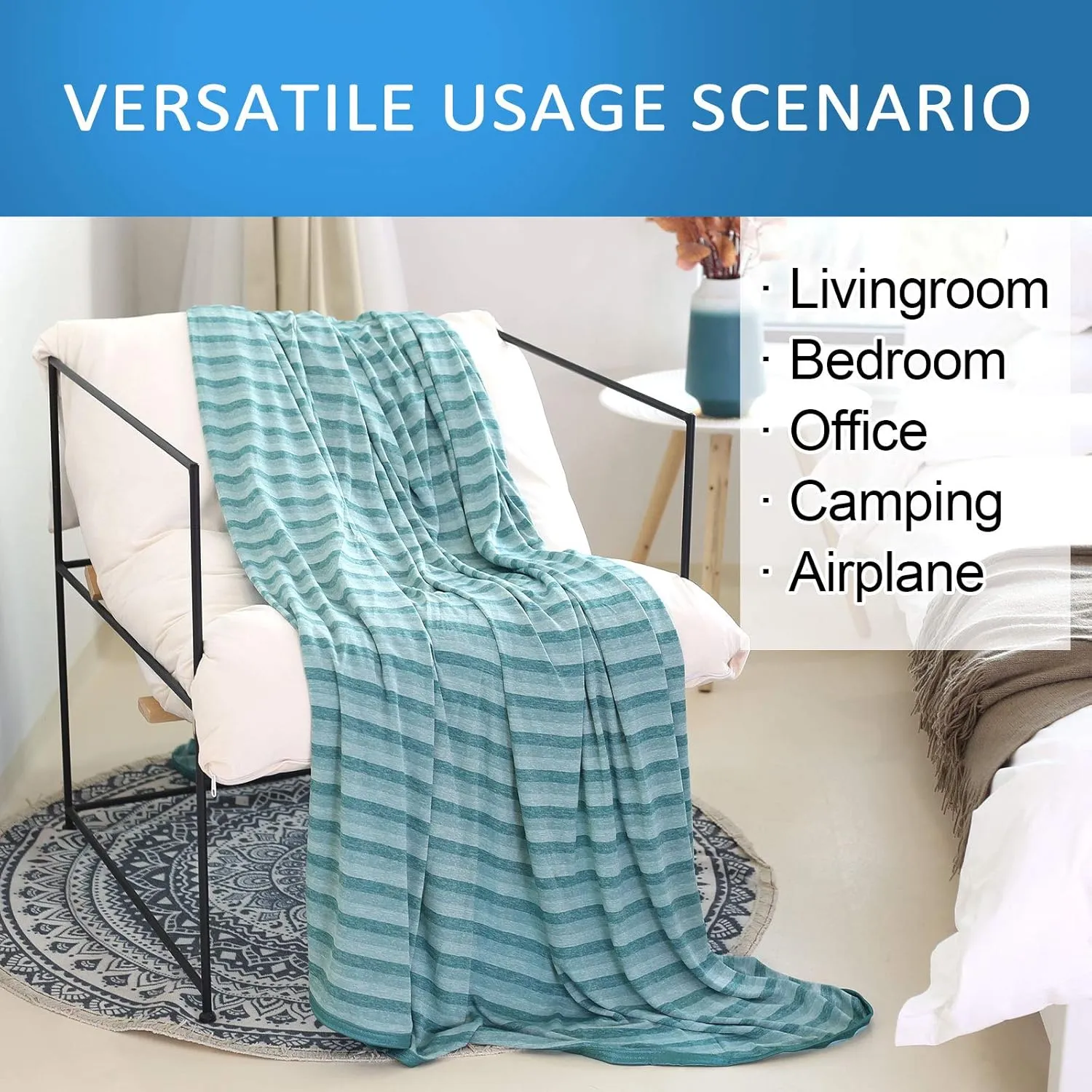 Ailemei Direct Cooling Blanket for Hot Sleepers, Double Sided Cold Effect, Twin/Full Size Lightweight Breathable Summer Blankets for Bed, Transfer Heat to Keep Body Cool for Night Sweats,60"x90"