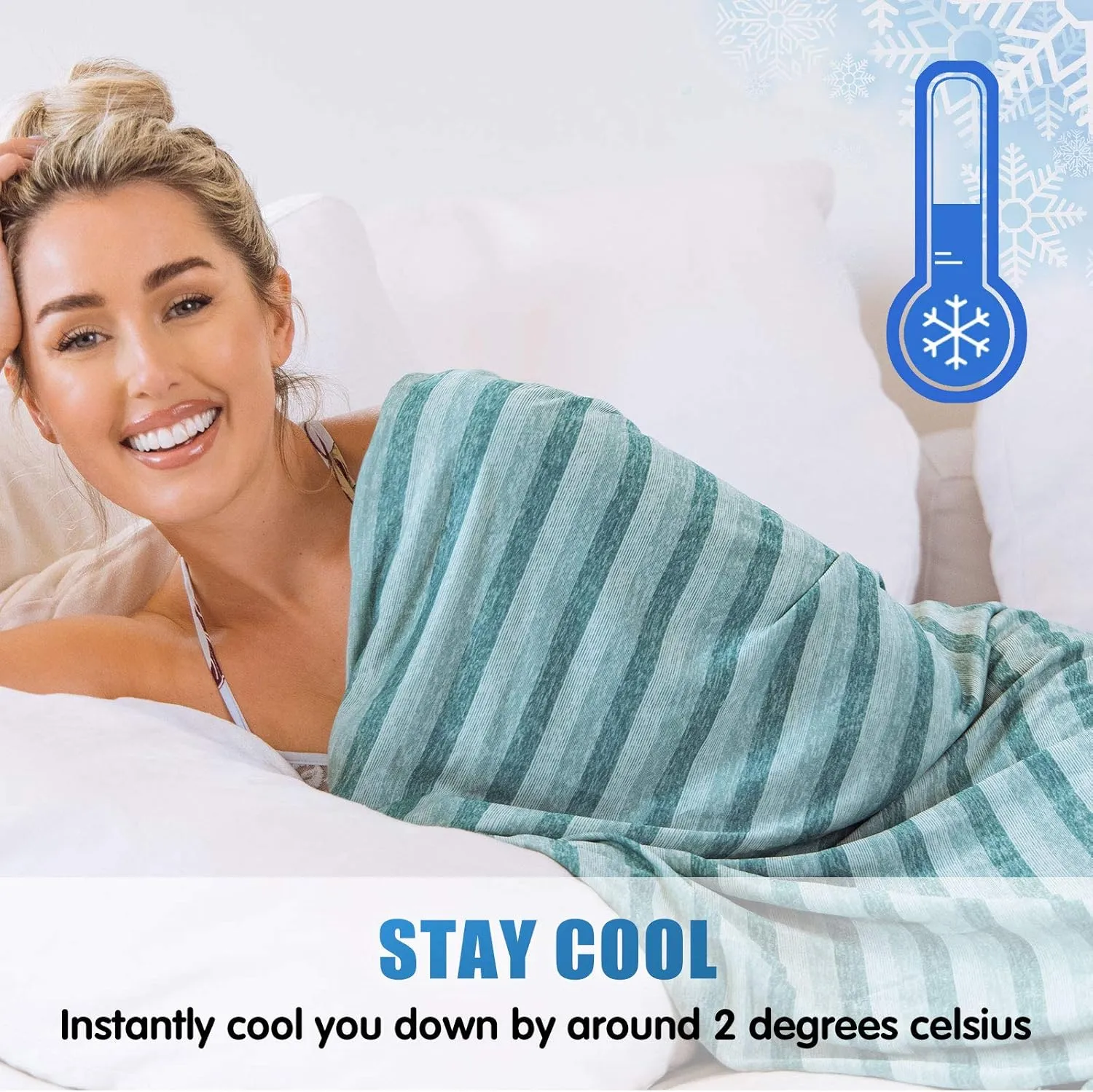 Ailemei Direct Cooling Blanket for Hot Sleepers, Double Sided Cold Effect, Twin/Full Size Lightweight Breathable Summer Blankets for Bed, Transfer Heat to Keep Body Cool for Night Sweats,60"x90"