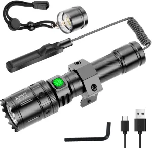 Airsoft Picatinny Rail Flashlight - USB Rechargeable, 5 Modes with Remote Pressure Switch, Professional Tactical Flashlights for Outdoor Use