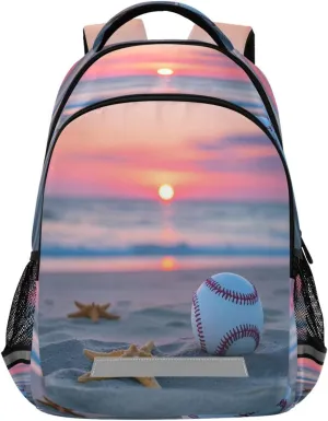 ALAZA Baseball Starfish Sunset Backpack for Boys Girls Students Elementary School Bag Kids Bookbag Travel Daypack