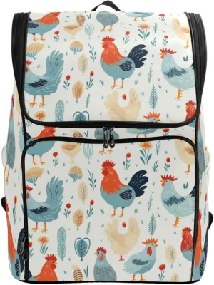 ALAZA Large Travel Laptop Backpack Cute Floral with Chicken Rucksack Women Men Business Office Back Pack Daily Commute Backpacks,Water Resistant College Computer Bag,19"