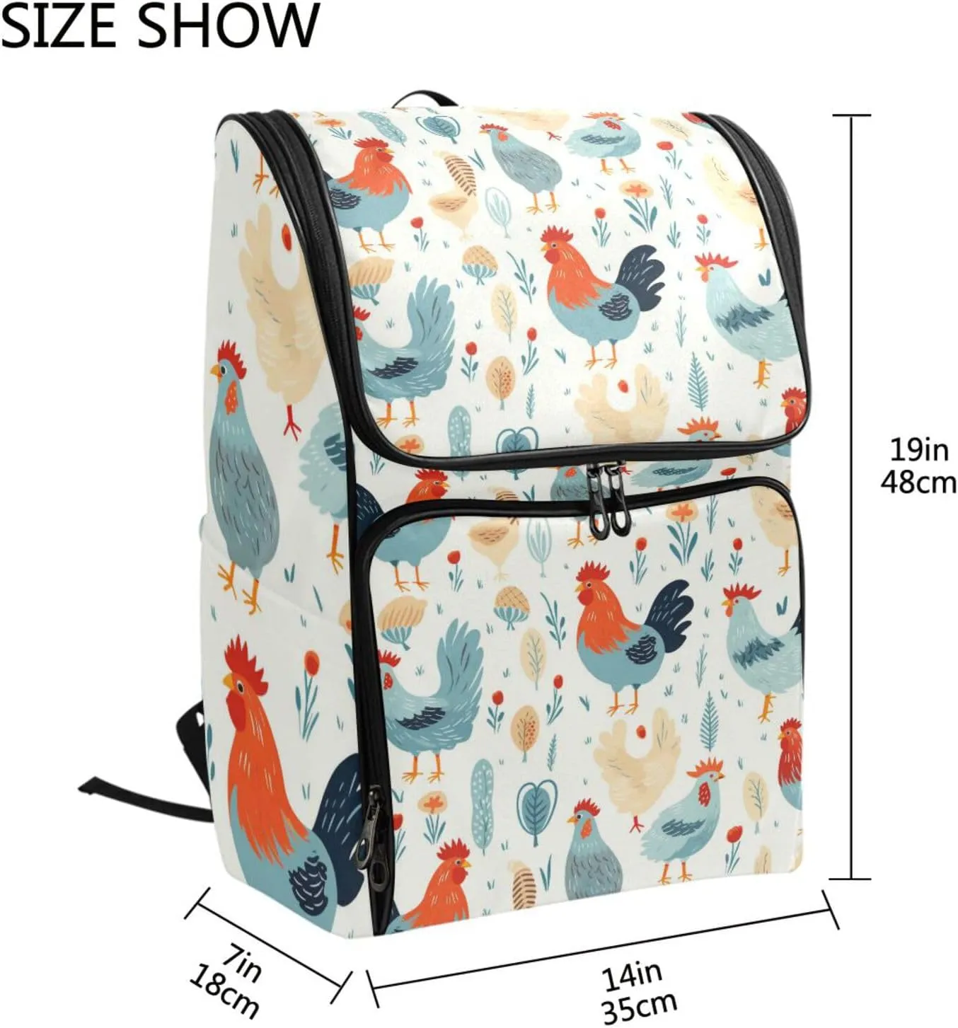 ALAZA Large Travel Laptop Backpack Cute Floral with Chicken Rucksack Women Men Business Office Back Pack Daily Commute Backpacks,Water Resistant College Computer Bag,19"