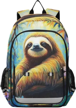 ALAZA Sloth Tropical Jungle Flower Kids Laptop Backpack 17 inch School Bookbag Back Pack Business Computer Bag Casual Daypack