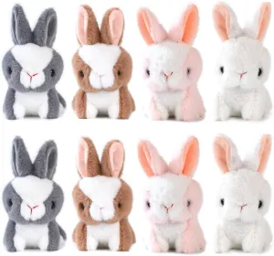 Alodidae 8 Pcs Small Plush Bunny Stuffed Animal 5 Inch Fluffy Rabbit Keychain Hanging Pendant for Backpacks Cute Easter Gifts Mini Bunnies Decor Birthday Party Favors