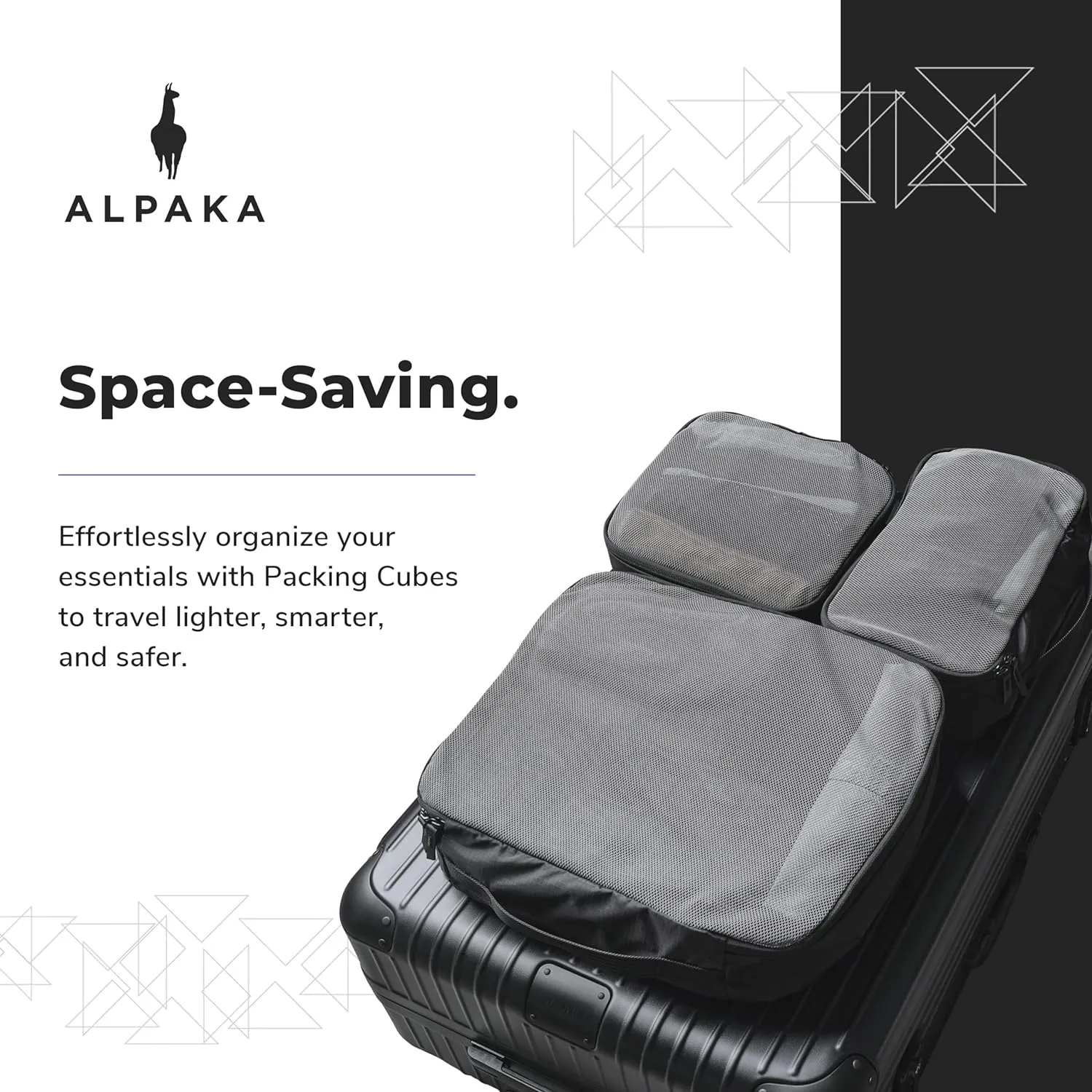 ALPAKA Packing Cube Collection - Small, Medium, and Large Packing Cubes for Travel - Black Weatherproof Fabric Protects Clothes, Shoes, and Gear