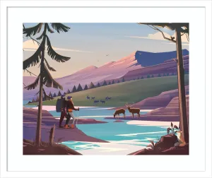 Amanti Art Framed Wall Art Print 21x25 The River by Omar Escalante, Landscapes Wall Art, Modern Contemporary Decor, Medium Poster Painting Artwork for Living Room, Bedroom, Bathroom, Kitchen, Office