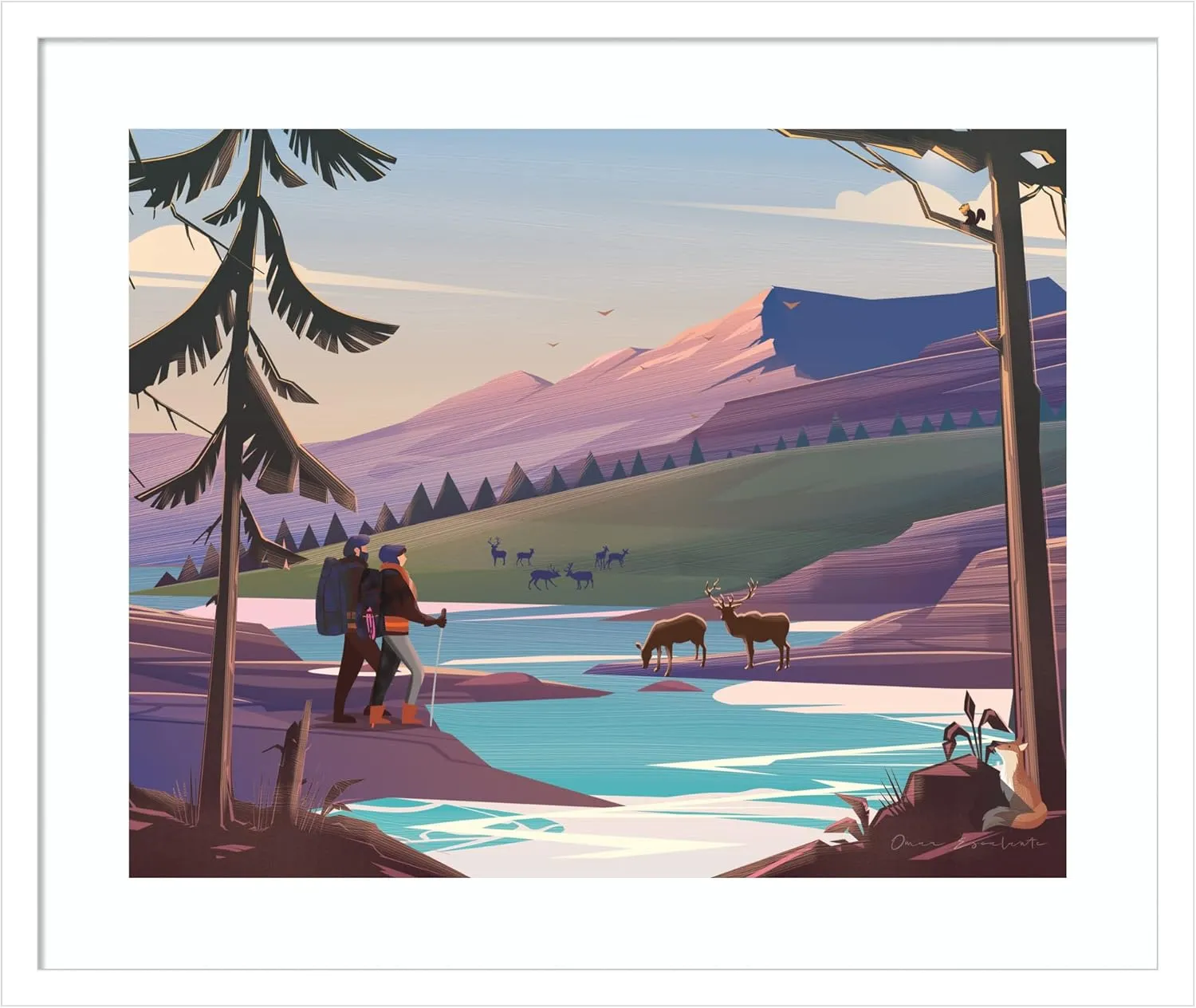 Amanti Art Framed Wall Art Print 21x25 The River by Omar Escalante, Landscapes Wall Art, Modern Contemporary Decor, Medium Poster Painting Artwork for Living Room, Bedroom, Bathroom, Kitchen, Office