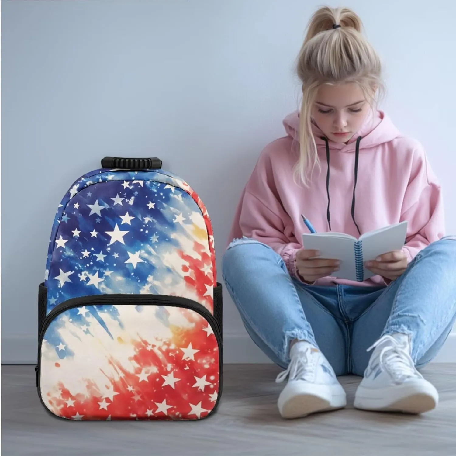 American Flag 3-In-1 Kids Backpack Set Star Daypack and Insulated Lunch Box for Boys Travel Luggage Backpacks Comfortable Laptop Bookbag for Students Unisex