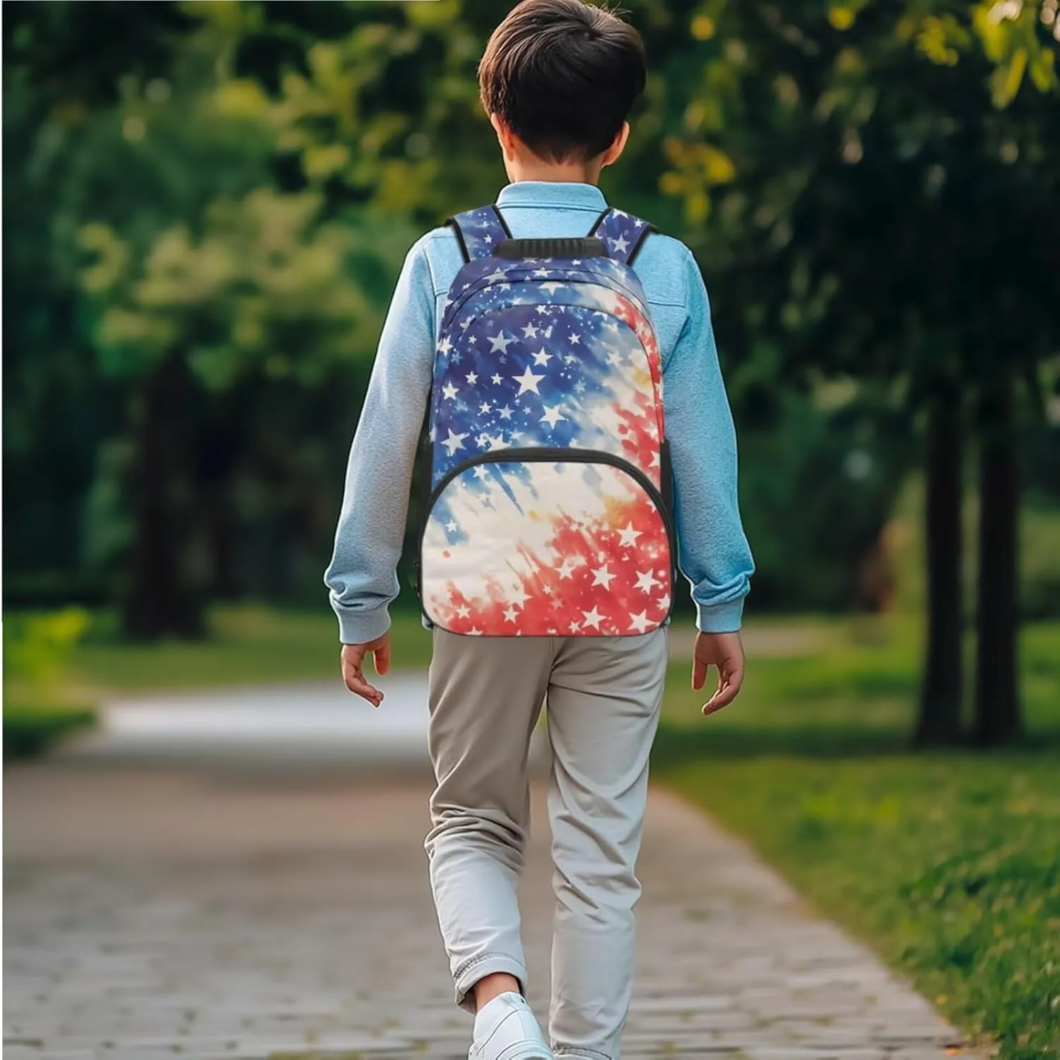 American Flag 3-In-1 Kids Backpack Set Star Daypack and Insulated Lunch Box for Boys Travel Luggage Backpacks Comfortable Laptop Bookbag for Students Unisex