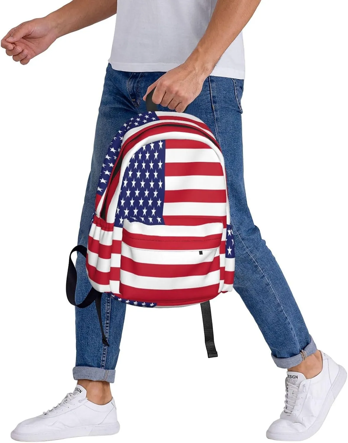 American Flag Casual Backpacks Large Travel Backpack Laptop Rucksack Sports Daypack Adjustable Strap Bag for Camping Hiking