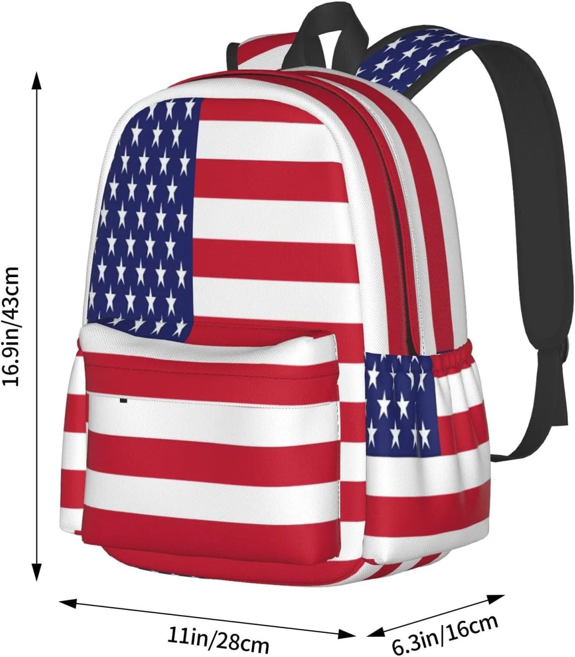 American Flag Casual Backpacks Large Travel Backpack Laptop Rucksack Sports Daypack Adjustable Strap Bag for Camping Hiking