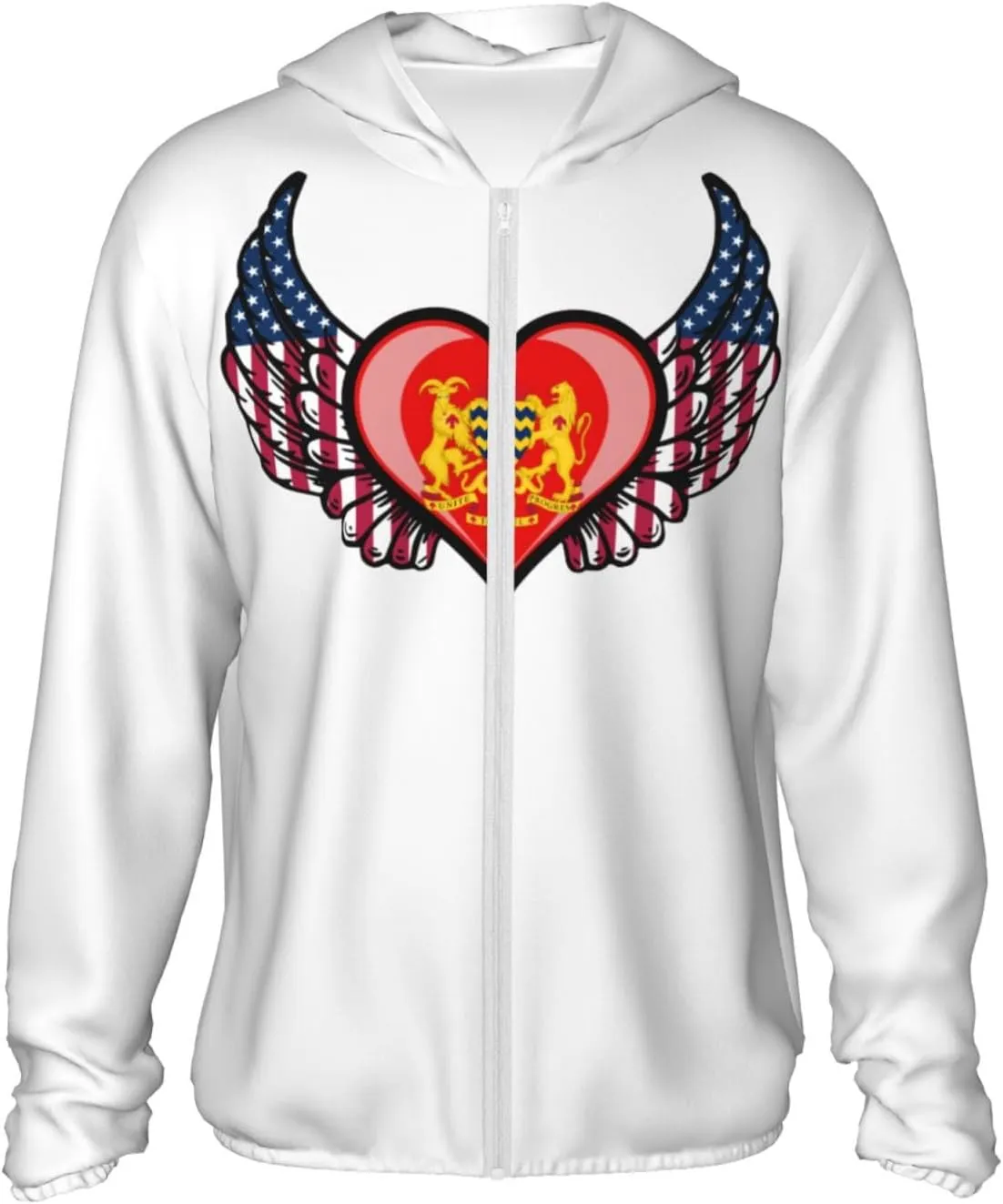 American Flag Wings with Coat of Arms of Chad Sun Protection Shirt Lightweight Breathable Quick-Dry Zip Hoodie