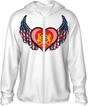 American Flag Wings with Coat of Arms of Chad Sun Protection Shirt Lightweight Breathable Quick-Dry Zip Hoodie