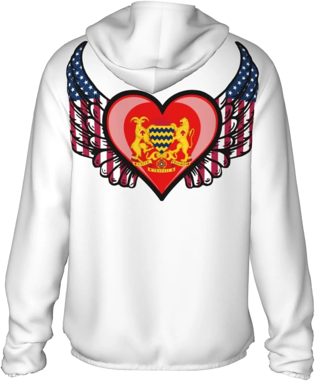 American Flag Wings with Coat of Arms of Chad Sun Protection Shirt Lightweight Breathable Quick-Dry Zip Hoodie