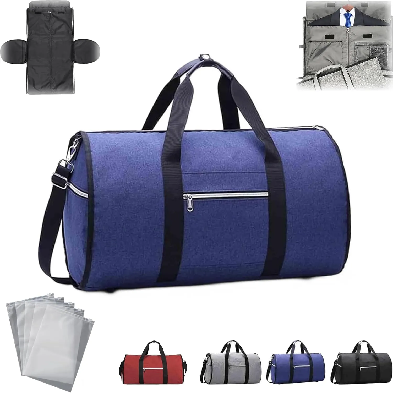 Amigo Bag Travel Bag, Foldable Clothing Bag Carry on Bag, Amigobag Luggage, Waterproof Large Capacity Suit Garment Duffel Bag, Garment Duffle Bags for Travel (Blue/1pcs)