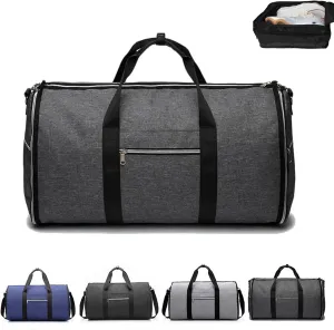 Amigo Bag Travel Bag, Foldable Clothing Garment Duffel Bag with Shoe Pouch, Waterproof Large Capacity Suit Carry-On Weekend Travel Garment Bag (Dark gray)