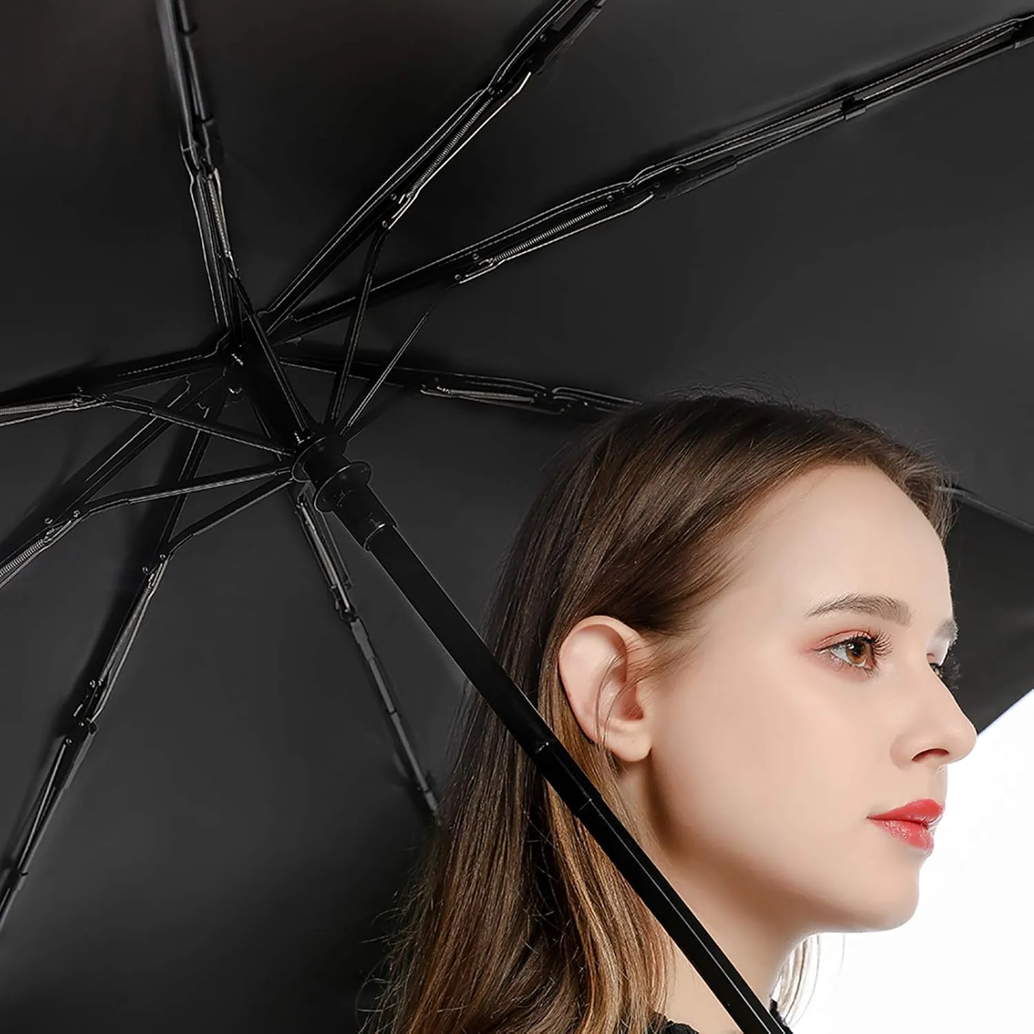AMRANDOM Automatic Open Compact Travel Umbrella for Rain, Wind & Sun Portable Umbrella