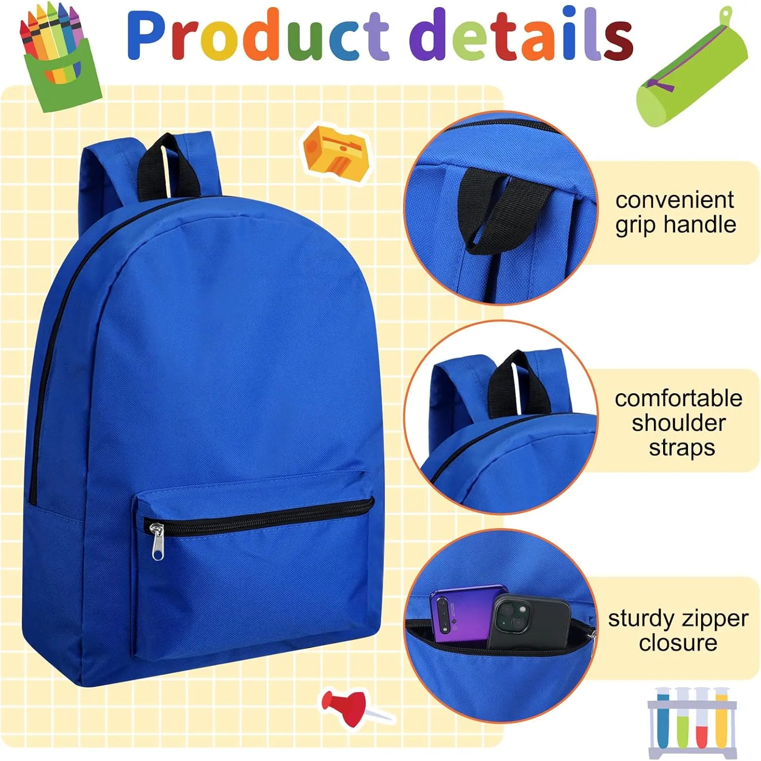 Amylove 24 Pack Backpacks Bulk Backpack for School 17 Inch Bookbags Back Pack for Kids Boys Girls Teens Students(Colorful)