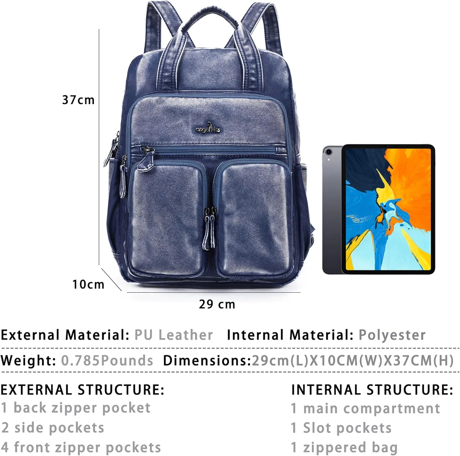 Angel Kiss Backpack Purse for Women Soft Washed Leather Multi Pocket Casual Travel Backpacks…