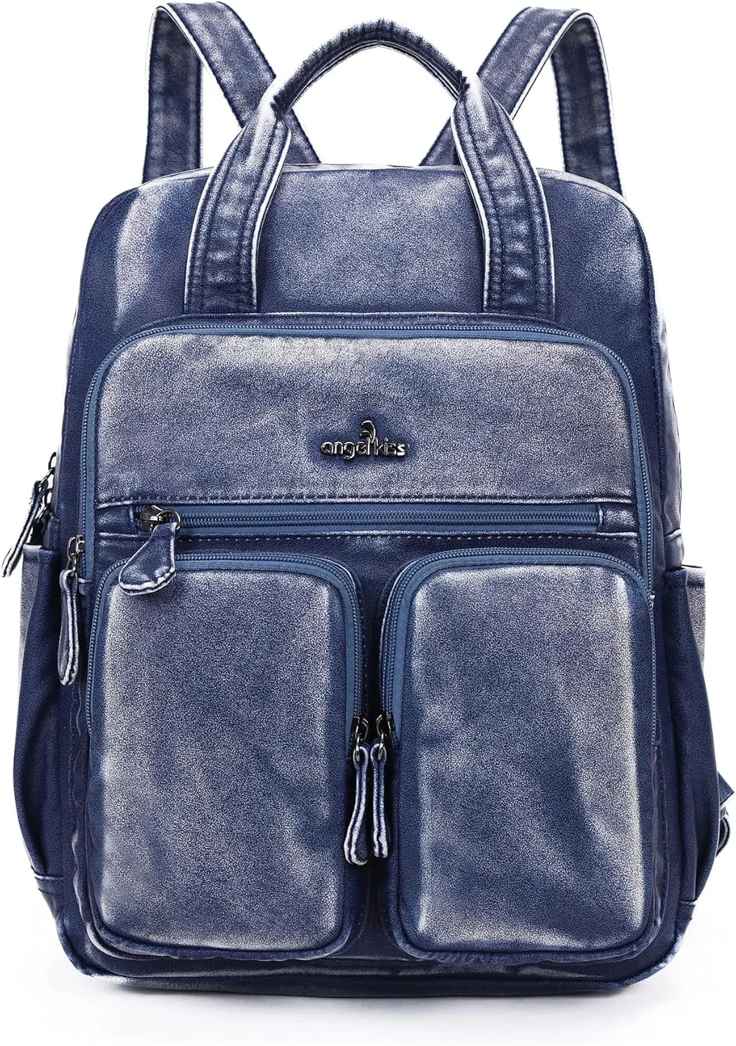 Angel Kiss Backpack Purse for Women Soft Washed Leather Multi Pocket Casual Travel Backpacks…