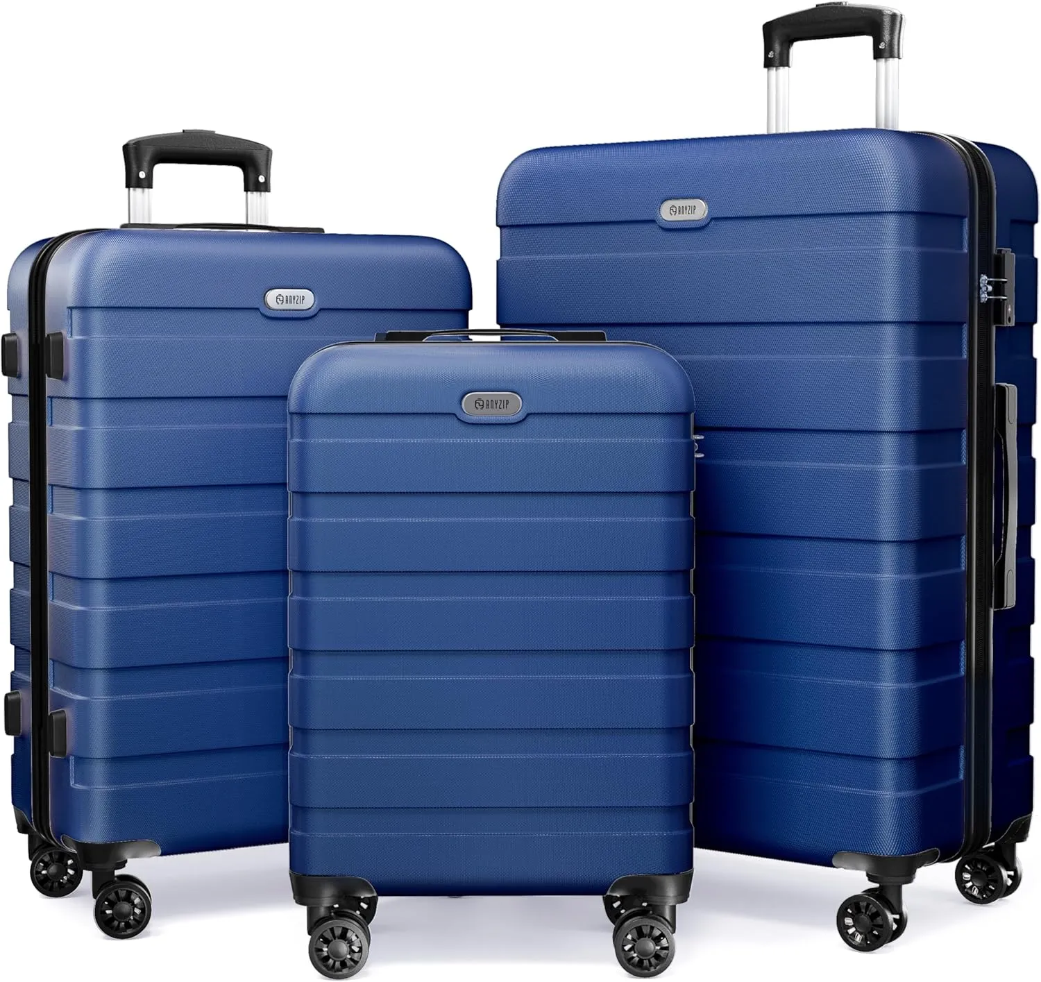 AnyZip Luggage Sets 3 Piece Hardshell Suitcase Set PC ABS Lightweight Travel Suitcases with 4 Double Spinner Wheels TSA Lock 20 24 28 Inch Dark Blue