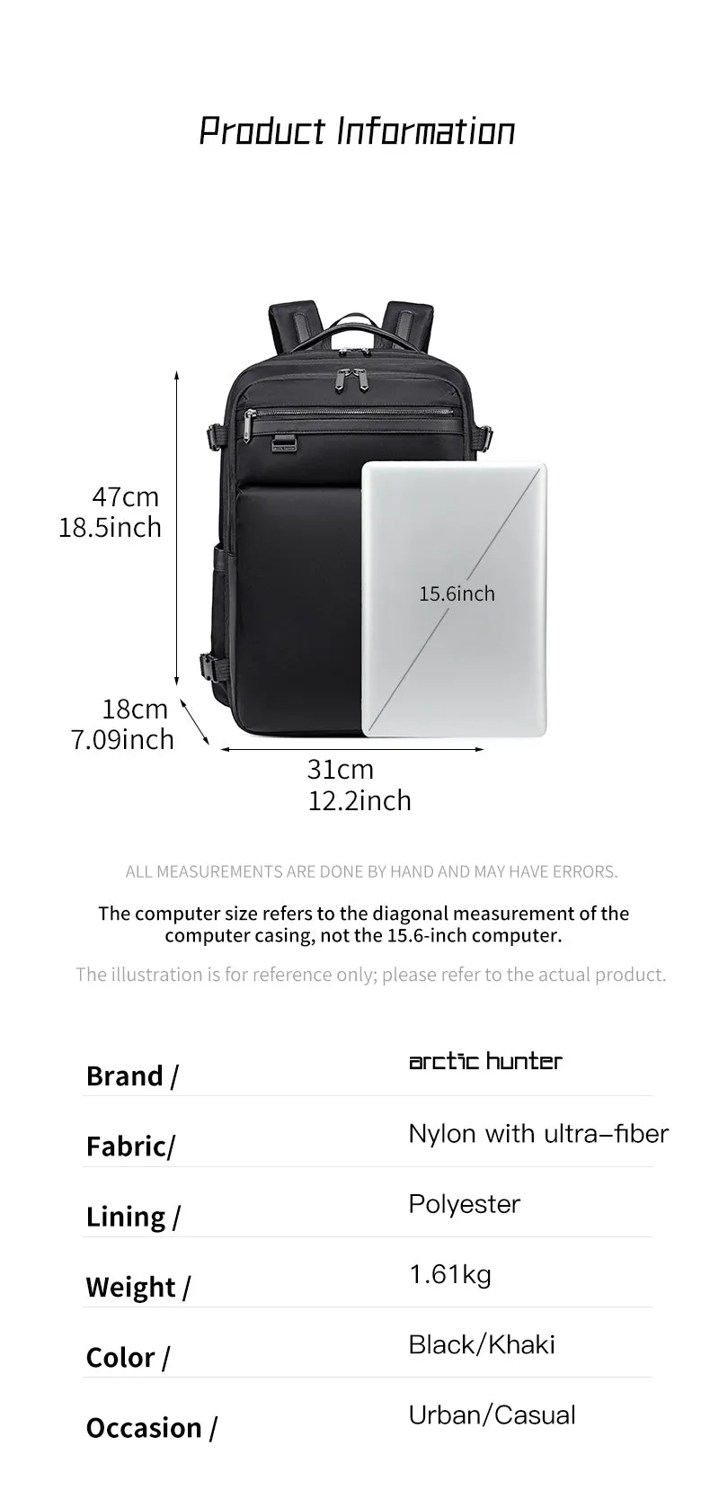 Arctic Hunter i-Arsenic Expendable Business Multicompartment Laptop Backpack (15.6")