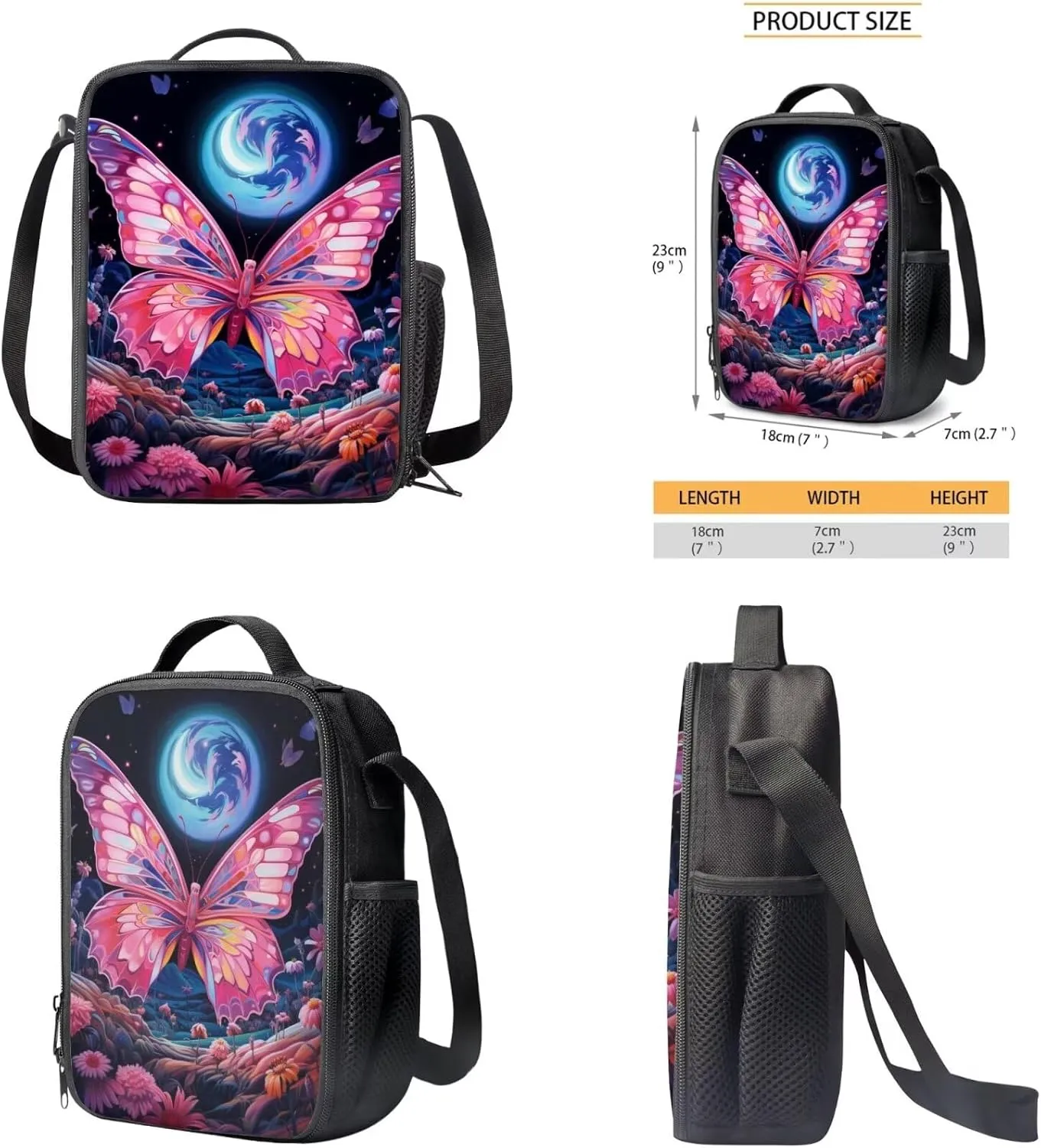 Art Butterfly Backpacks for Girls Large Capacity Backpack for School Cute Kids Backpack and Lunch Box Set Boys Big Capacity Bookbags Birthday/Christmas Gift for Kids Teens