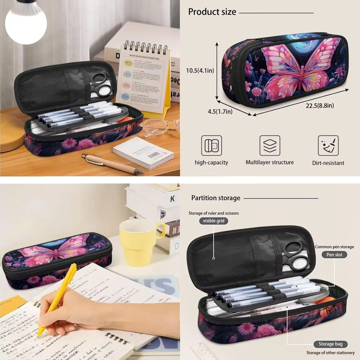 Art Butterfly Backpacks for Girls Large Capacity Backpack for School Cute Kids Backpack and Lunch Box Set Boys Big Capacity Bookbags Birthday/Christmas Gift for Kids Teens