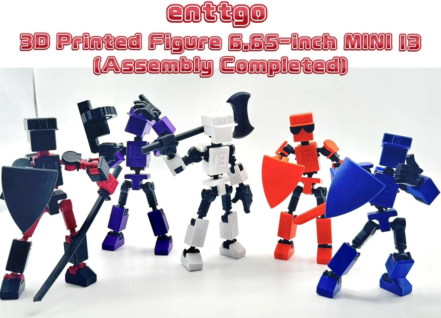 (Assembly Completed) 3D Printed 6.65-inch Action Figure Mini-13, Full Body Mechanical Movable Toy, Multiple Accessories, Desk Decoration, Creative Gifts (Black2)