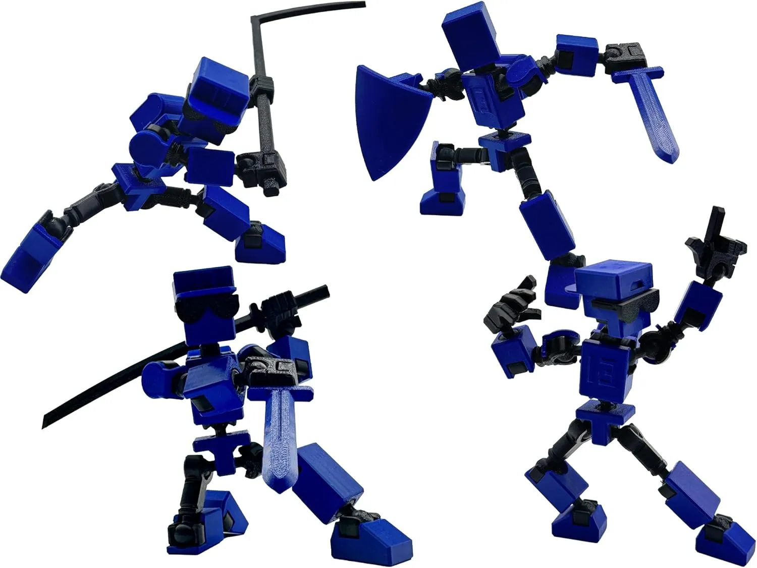 (Assembly Completed) 3D Printed 6.65-inch Action Figure Mini-13, Full Body Mechanical Movable Toy, Multiple Accessories, Desk Decoration, Creative Gifts (Blue)