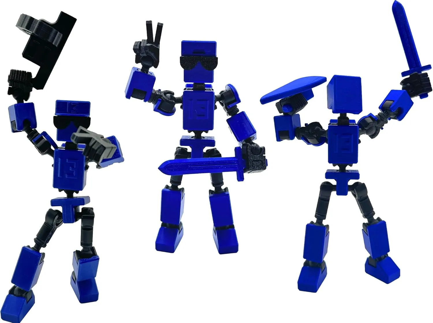 (Assembly Completed) 3D Printed 6.65-inch Action Figure Mini-13, Full Body Mechanical Movable Toy, Multiple Accessories, Desk Decoration, Creative Gifts (Blue)