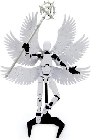 (Assembly Completed) 3D Printed Figure 5.54-inch Titan 13 Action Figure with 9 Types of Weapons and 5 Types of Hands, Dummy 13 Action Figure，Lucky 13 Action Figure (White), T1304