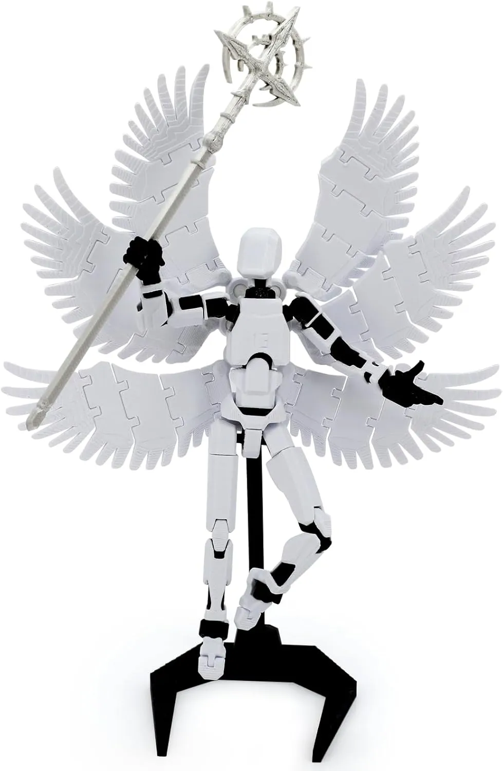 (Assembly Completed) 3D Printed Figure 5.54-inch Titan 13 Action Figure with 9 Types of Weapons and 5 Types of Hands, Dummy 13 Action Figure，Lucky 13 Action Figure (White), T1304