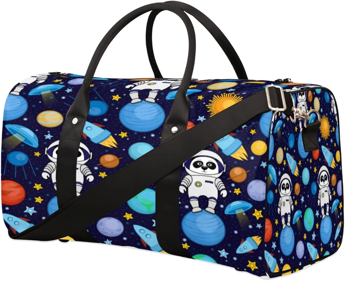 Astronaut Swinging On The Moon Travel Duffel Bag, Foldable Sport Gym Tote Bag, Waterproof Weekender Overnight Bag with Shoulder Strap, Carry On Luggage Handbag for Men and Women（Astronaut）