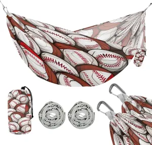 ATTX Baseball Balls Pattern Camping Hammock - Lightweight & Portable Hammocks, Heavy Duty 330lbs Capacity for Indoor, Hiking, Backpacking, Travel, Backyard, Beach#327