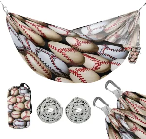 ATTX Baseball Balls Pattern Camping Hammock - Lightweight & Portable Hammocks, Heavy Duty 330lbs Capacity for Indoor, Hiking, Backpacking, Travel, Backyard, Beach#329
