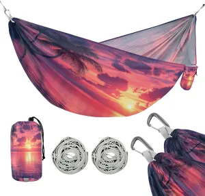 ATTX Beautiful Sunset Camping Hammock - Lightweight & Portable Hammocks, Heavy Duty 330lbs Capacity for Indoor, Hiking, Backpacking, Travel, Backyard, Beach#3