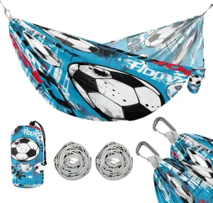 ATTX Blue Football Camping Hammock - Lightweight & Portable Hammocks, Heavy Duty 330lbs Capacity for Indoor, Hiking, Backpacking, Travel, Backyard, Beach#425