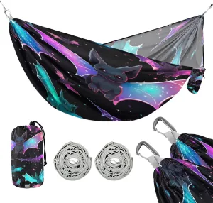 ATTX Colorful Bat Camping Hammock - Lightweight & Portable Hammocks, Heavy Duty 330lbs Capacity for Indoor, Hiking, Backpacking, Travel, Backyard, Beach#431