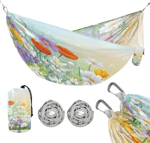 ATTX Colorful Flowers Camping Hammock - Lightweight & Portable Hammocks, Heavy Duty 330lbs Capacity for Indoor, Hiking, Backpacking, Travel, Backyard, Beach#520