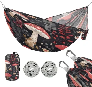 ATTX Colorful Mushrooms Camping Hammock - Lightweight & Portable Hammocks, Heavy Duty 330lbs Capacity for Indoor, Hiking, Backpacking, Travel, Backyard, Beach#274